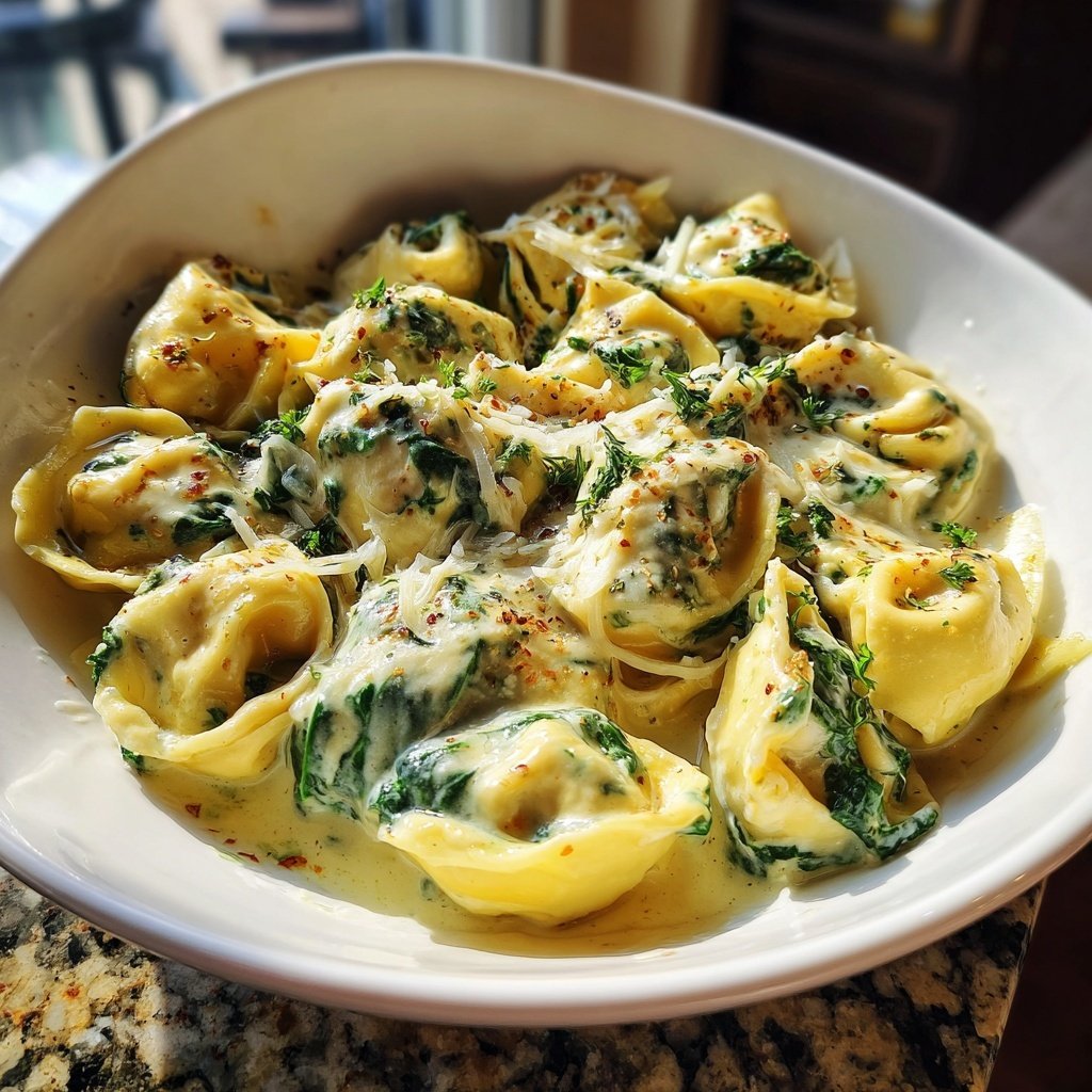 Gefüllte Tortellini mit Parmesancreme