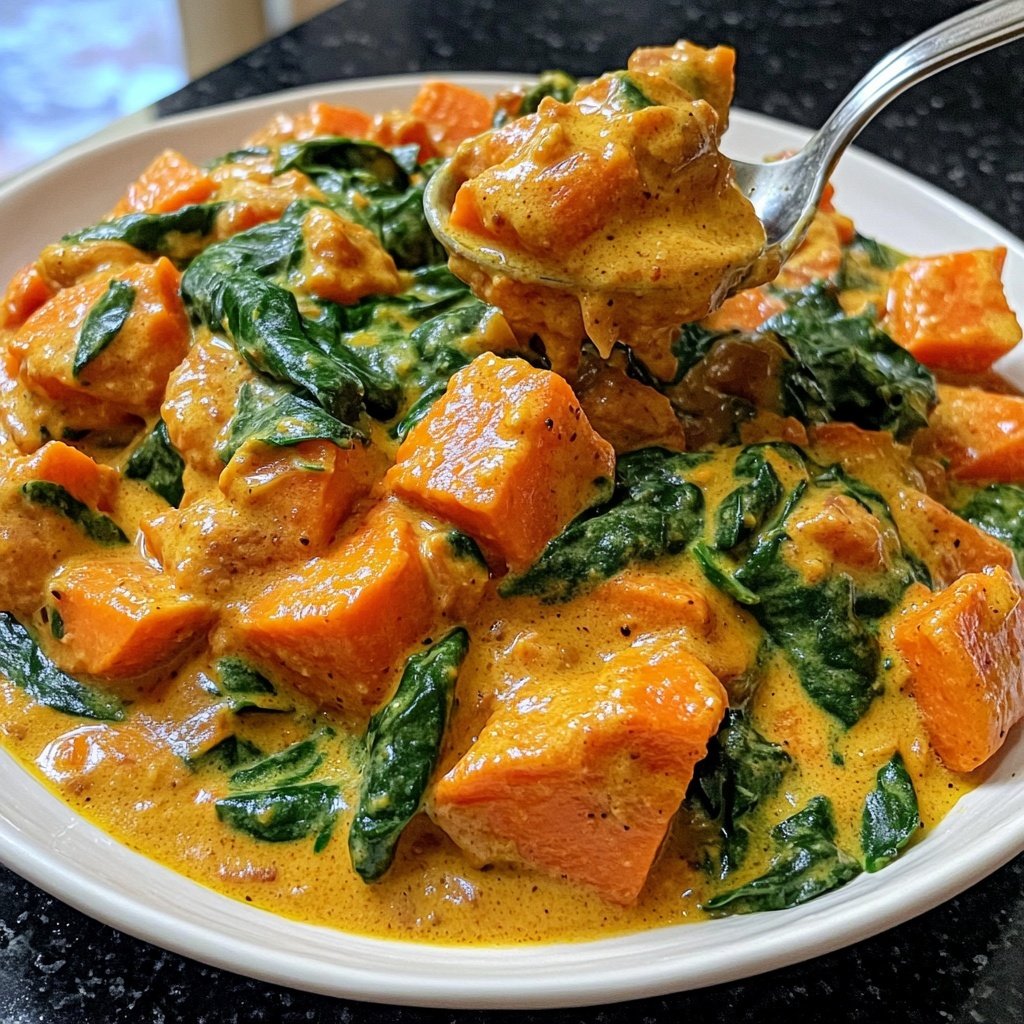 Süßkartoffelcurry mit Spinat
