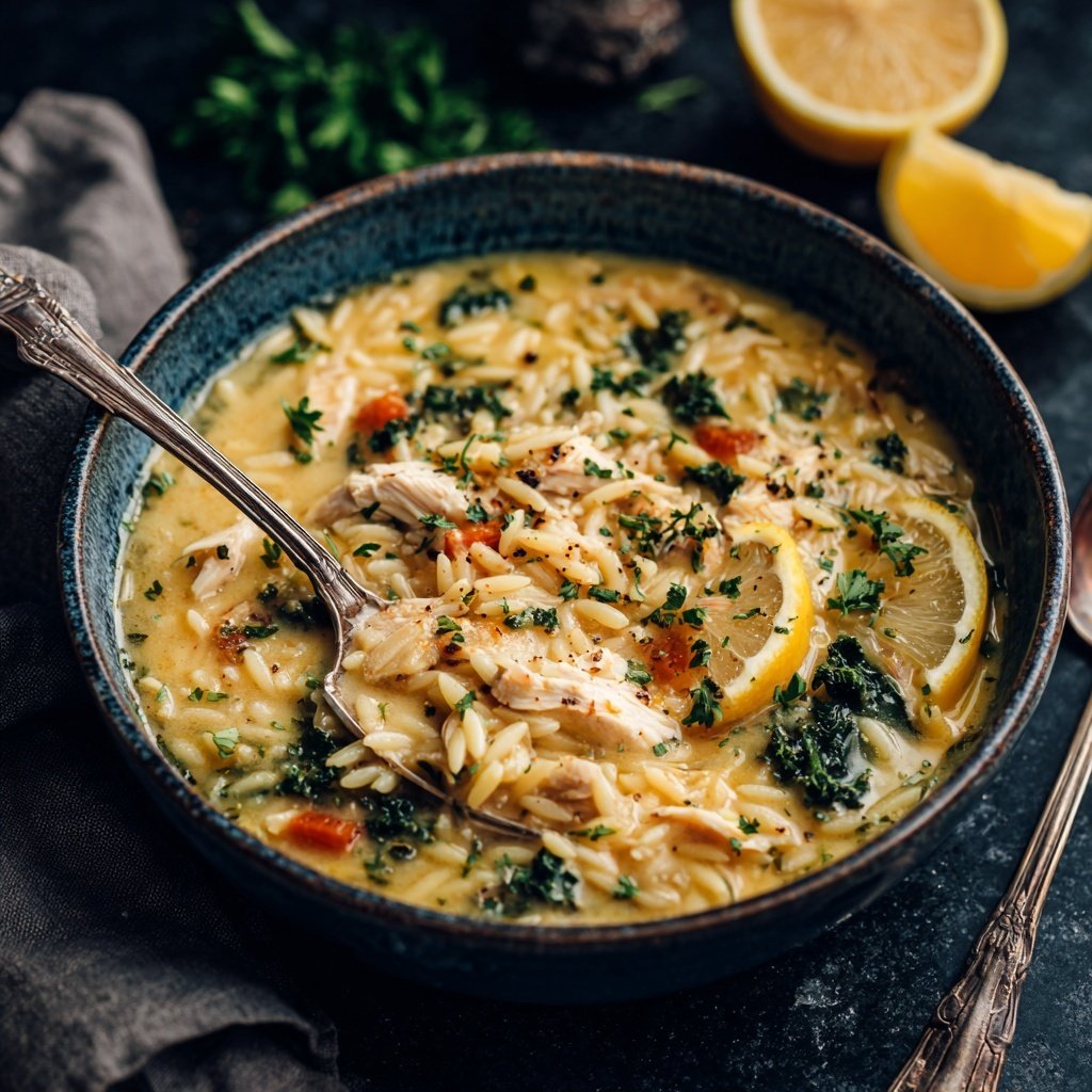 Zitronen-Huhn-Orzo-Suppe