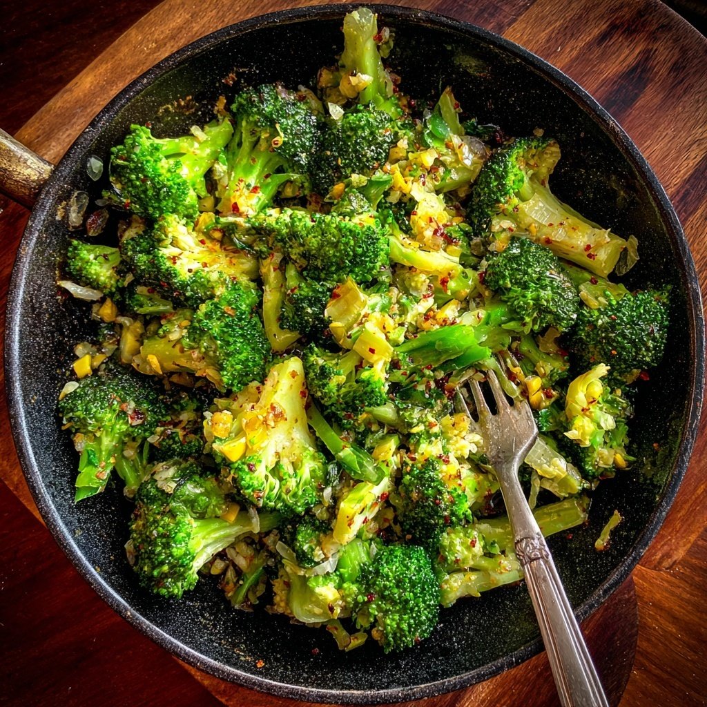 Brokkoli Pfanne Mit Knoblauch