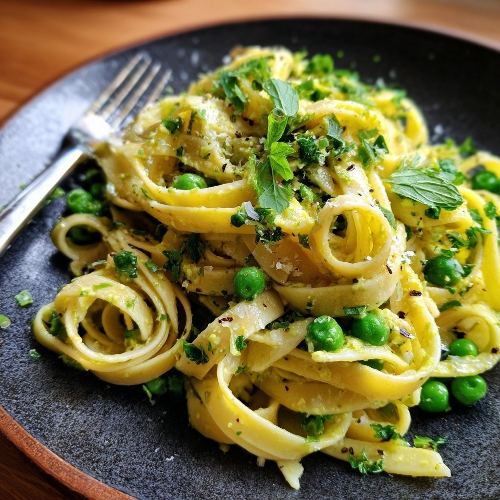 Tagliatelle mit Erbsen und Minze